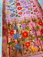 Pink Paithani Pure Silk Saree Muniya Border Brocade Bridal Wedding