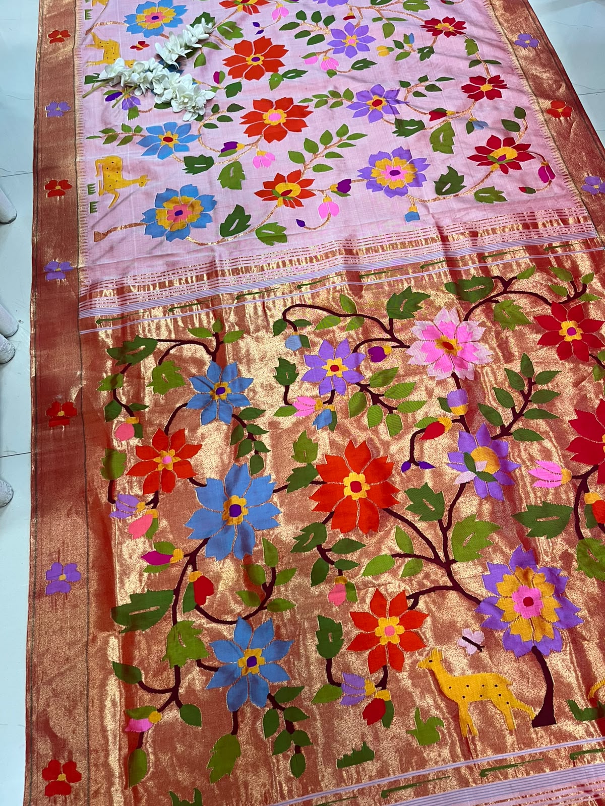 Pink Paithani Pure Silk Saree Muniya Border Brocade Bridal Wedding