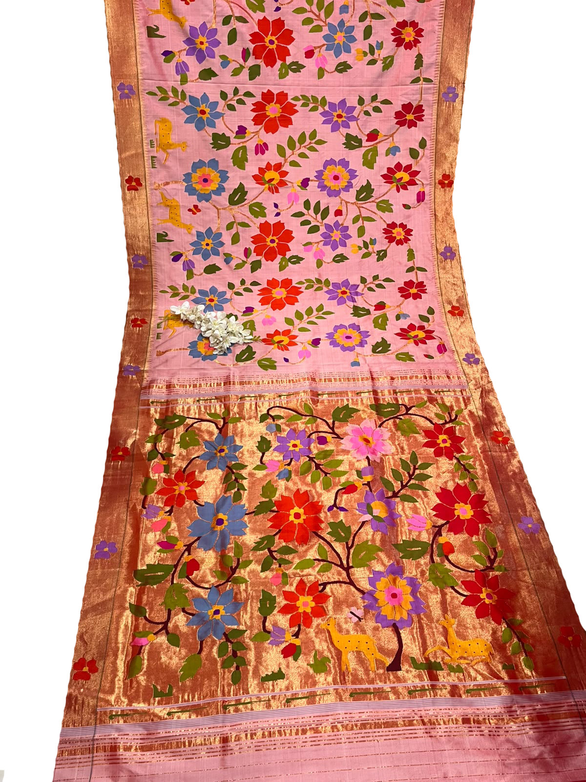 Pink Paithani Pure Silk Saree Muniya Border Brocade Bridal Wedding