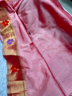 Pink Paithani Pure Silk Saree Muniya Border Brocade Bridal Wedding