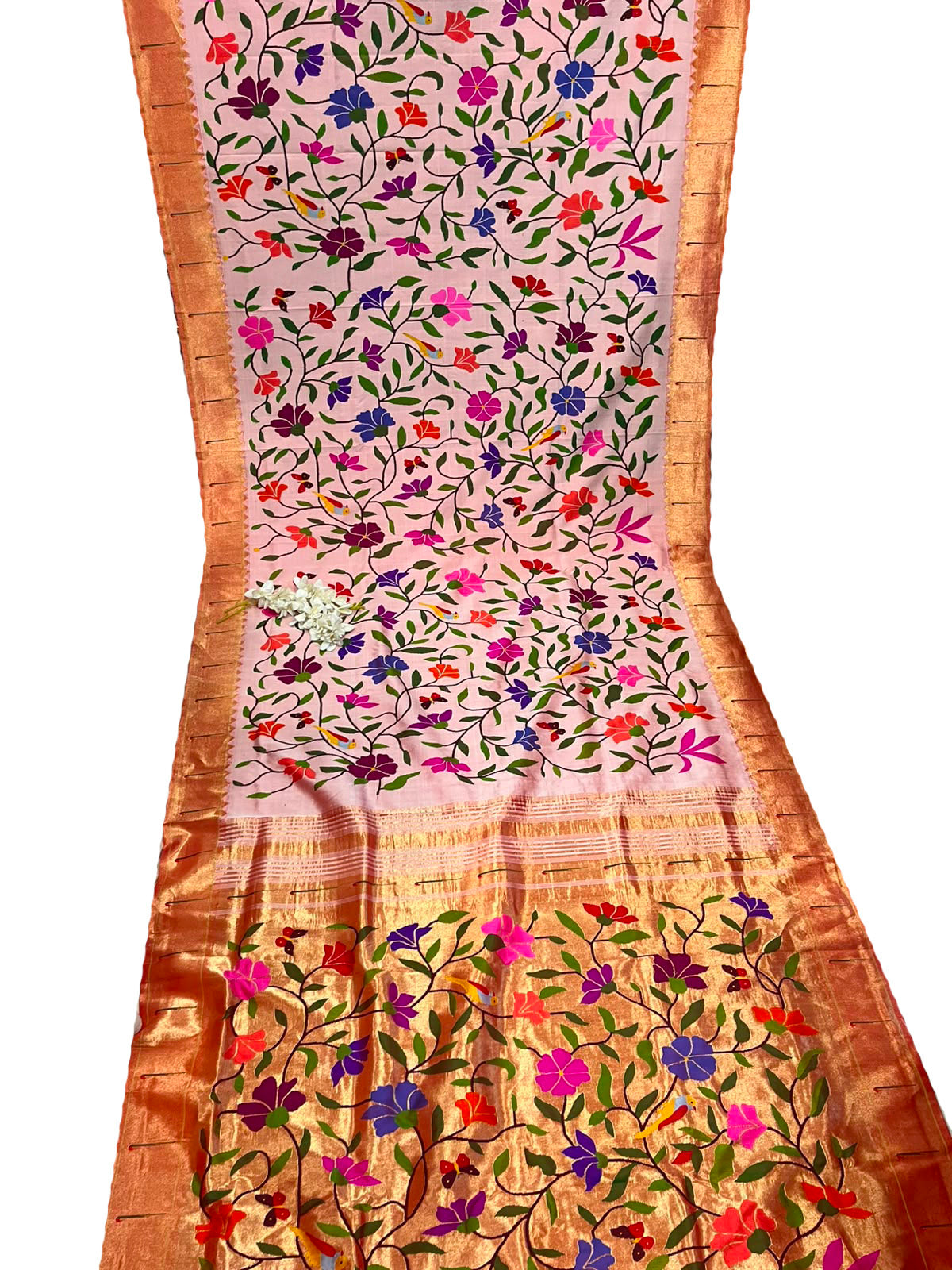 Pink Paithani Pure Silk Saree Muniya Border Brocade Bridal Wedding