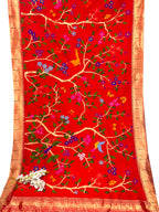 Red Paithani Pure Silk Saree Muniya Border Brocade Bridal Wedding
