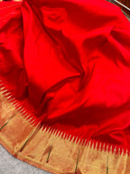 Red Paithani Pure Silk Saree Muniya Border Brocade Bridal Wedding