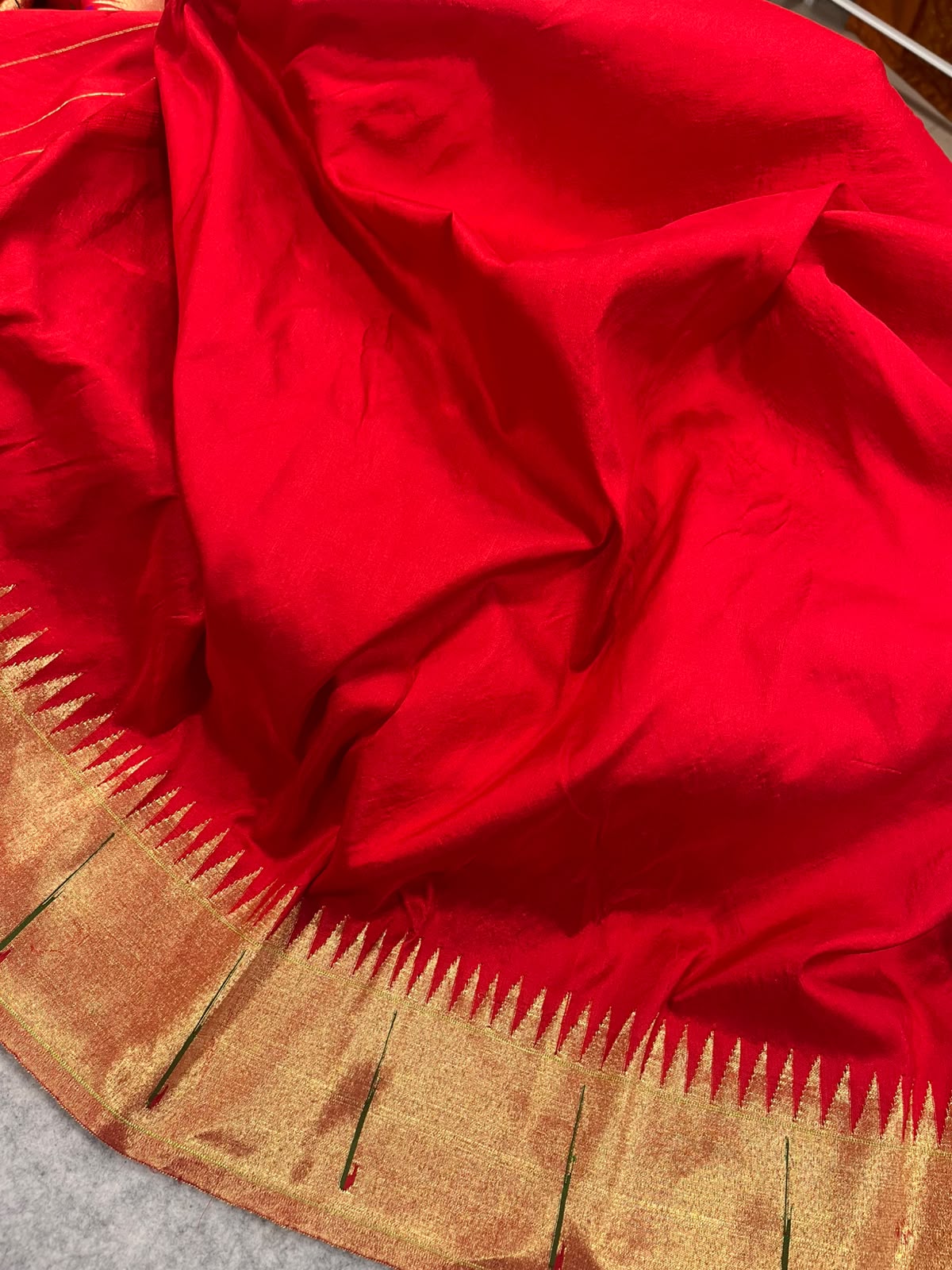 Red Paithani Pure Silk Saree Muniya Border Brocade Bridal Wedding
