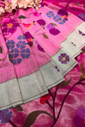 Pink Paithani Pure Silk Saree Muniya Border Brocade Bridal Wedding