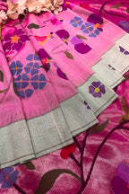 Pink Paithani Pure Silk Saree Muniya Border Brocade Bridal Wedding