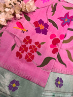 Pink Paithani Pure Silk Saree Muniya Border Brocade Bridal Wedding