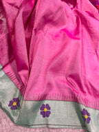 Pink Paithani Pure Silk Saree Muniya Border Brocade Bridal Wedding