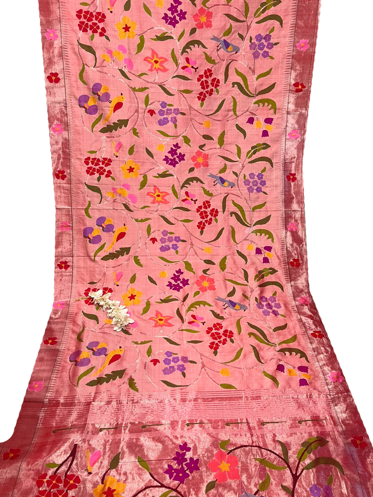 Pink Paithani Pure Silk Saree Muniya Border Brocade Bridal Wedding