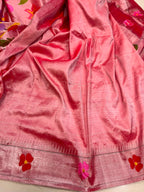 Pink Paithani Pure Silk Saree Muniya Border Brocade Bridal Wedding