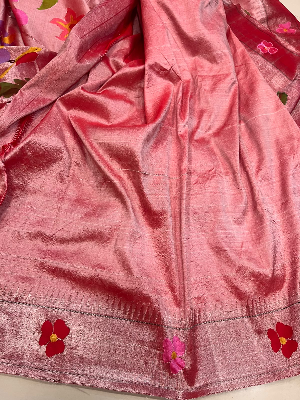 Pink Paithani Pure Silk Saree Muniya Border Brocade Bridal Wedding