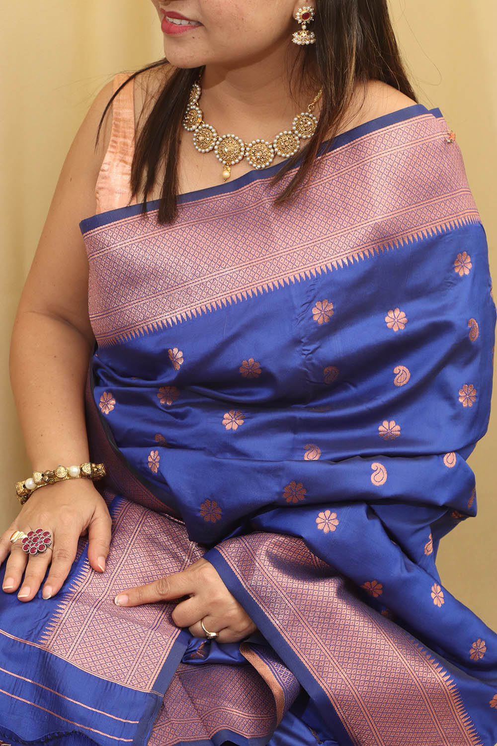 Blue Paithani Silk Saree with Maharani Pallu - Luxurion World