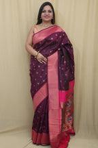 Regal Purple Paithani Silk Saree with Maharani Pallu - Luxurion World