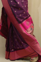 Regal Purple Paithani Silk Saree with Maharani Pallu - Luxurion World
