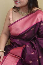 Regal Purple Paithani Silk Saree with Maharani Pallu - Luxurion World