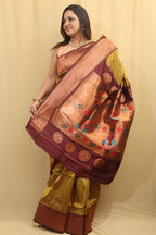 Exquisite Green Paithani Silk Saree with Maharani Pallu - Luxurion World