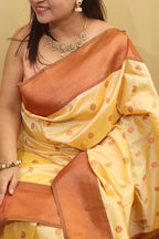 Exquisite Cream Paithani Silk Maharani Saree - Luxurion World