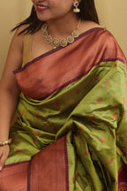 Stunning Green Paithani Silk Saree With Maharani Pallu - Luxurion World