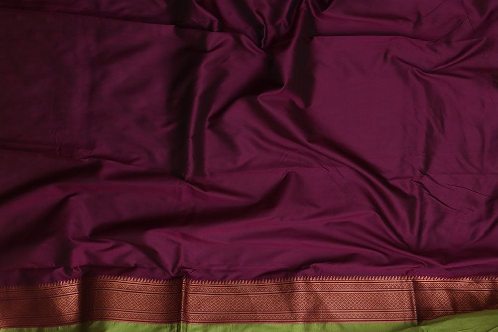 Stunning Green Paithani Silk Saree With Maharani Pallu - Luxurion World