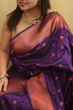 Elegant Purple Paithani Silk Saree With Maharani Pallu - Luxurion World