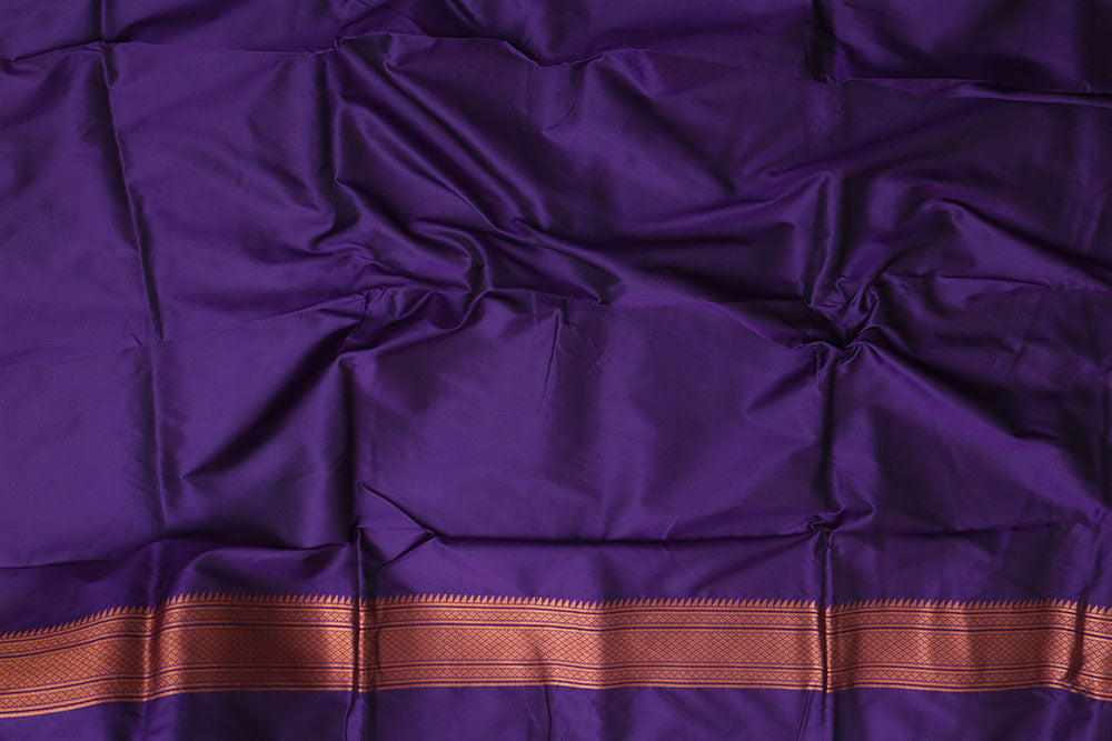 Elegant Purple Paithani Silk Saree With Maharani Pallu - Luxurion World