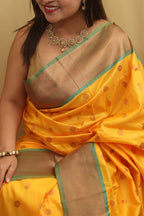 Yellow Paithani Silk Saree With Maharani Pallu - Luxurion World