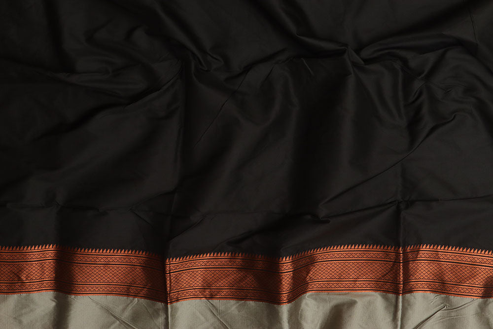 Elegant Grey Paithani Silk Saree With Maharani Pallu - Luxurion World