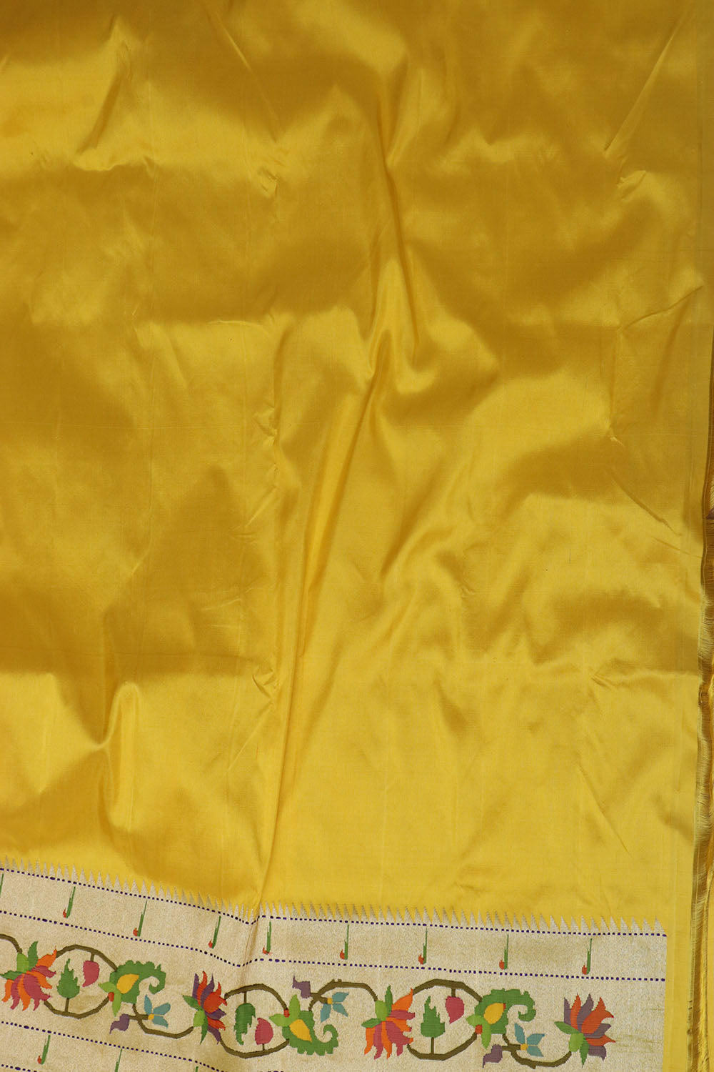 Yellow Paithani Silk Saree with Flower Design Border - Luxurion World