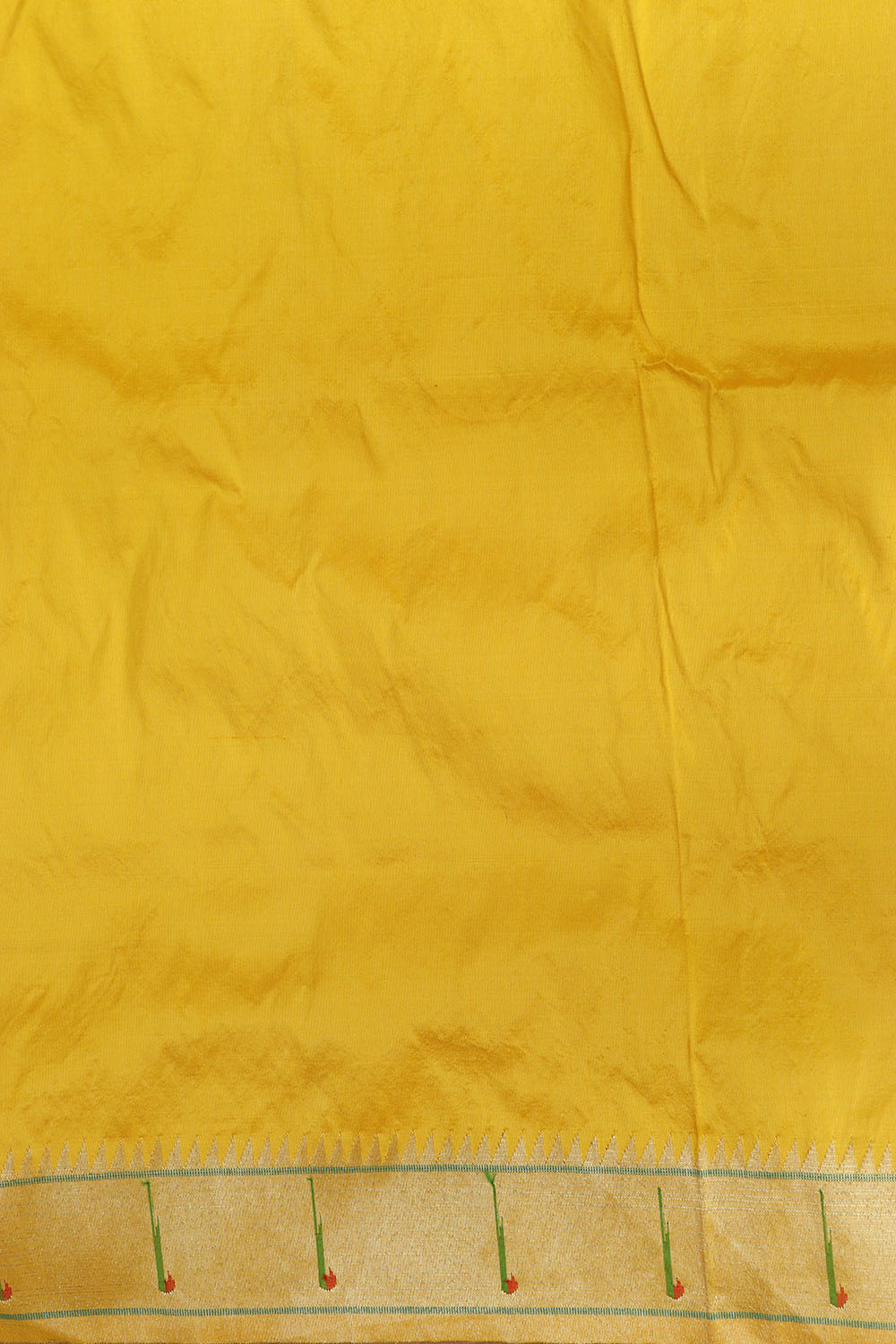 Yellow Paithani Handloom Pure Silk Heavy Border Flower Design Saree - Luxurion World