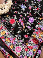 Exquisite Black Hand Embroidered Parsi Gara Saree - Luxurion World
