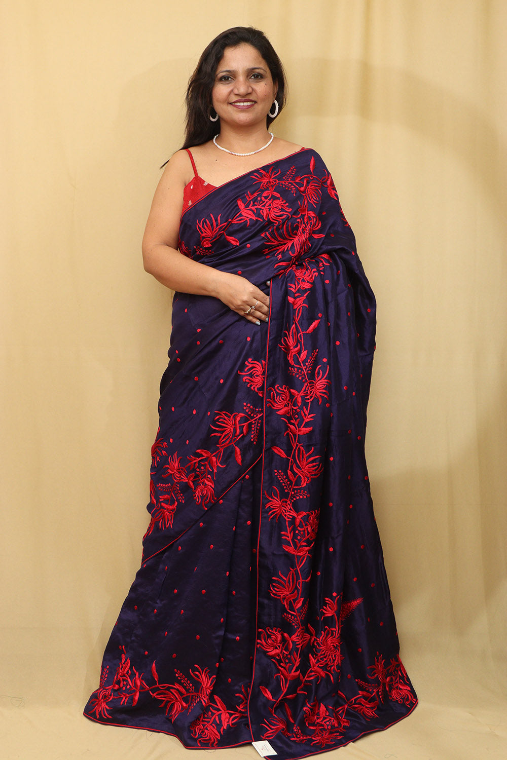 Exquisite Blue Hand Embroidered Parsi Gara Tussar Silk Saree - Luxurion World