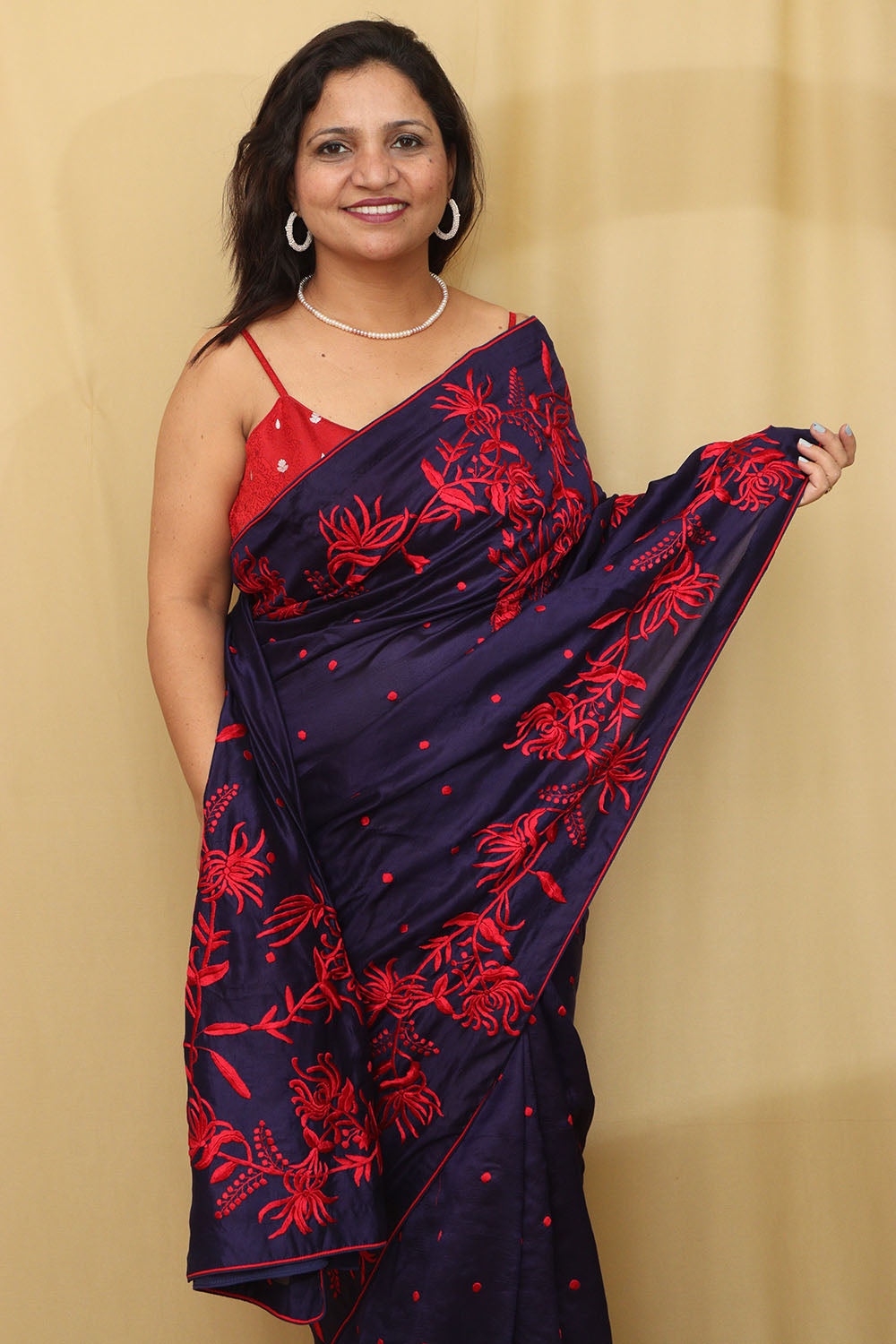 Exquisite Blue Hand Embroidered Parsi Gara Tussar Silk Saree - Luxurion World