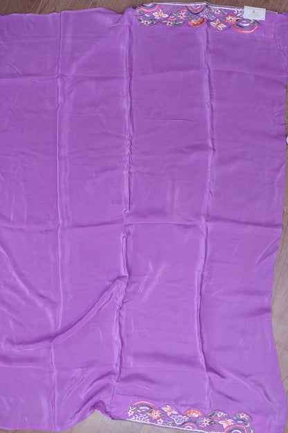 Exquisite Purple Hand Embroidered Parsi Gara Saree - Luxurion World