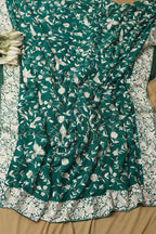 Green Hand Embroidered Parsi Gara Crepe Bird And Flower Design Saree - Luxurion World