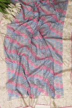 Multicolor Hand Embroidered Parsi Gara Organza Chikankari Shadow Work Flower Design Saree - Luxurion World