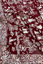Red Hand Embroidered Parsi Gara Georgette Cheena Cheeni Design Saree - Luxurion World