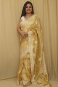 Yellow Trendy Banarasi Tissue Organza Embroidered Saree - Luxurion World