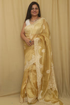 Yellow Trendy Banarasi Tissue Organza Embroidered Saree - Luxurion World