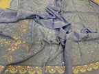 Powder Blue Hand Work Cutdana And Sequins Work Pure Organza Trendy Saree With Heavy Work Crepe Blouse - Luxurion World