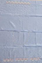 Powder Blue Hand Work Cutdana And Sequins Work Pure Organza Trendy Saree With Heavy Work Crepe Blouse - Luxurion World