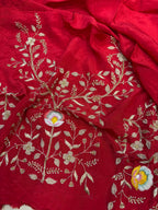 Red Hand Zardozi Work Pure Organza Trendy Saree With Heavy Work Crepe Blouse - Luxurion World