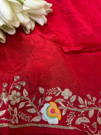 Red Hand Zardozi Work Pure Organza Trendy Saree With Heavy Work Crepe Blouse - Luxurion World
