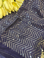 Blue Trendy Pure Georgette Full Sequins Work Saree - Luxurion World