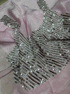 Pink Trendy Pure Georgette Sequins Work Saree - Luxurion World