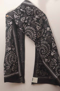 Black Hand Embroidered Kantha Pure Bangalore Silk Stole - Luxurion World