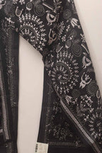 Black Hand Embroidered Kantha Pure Bangalore Silk Stole - Luxurion World