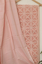 Peach Hand Applique Work Cotton Two Piece Unstitched Suit Set - Luxurion World