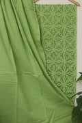 Green Hand Applique Work Cotton Two Piece Unstitched Suit Set - Luxurion World