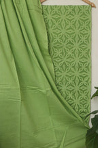 Green Hand Applique Work Cotton Two Piece Unstitched Suit Set - Luxurion World