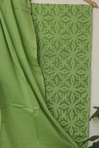 Green Hand Applique Work Cotton Two Piece Unstitched Suit Set - Luxurion World